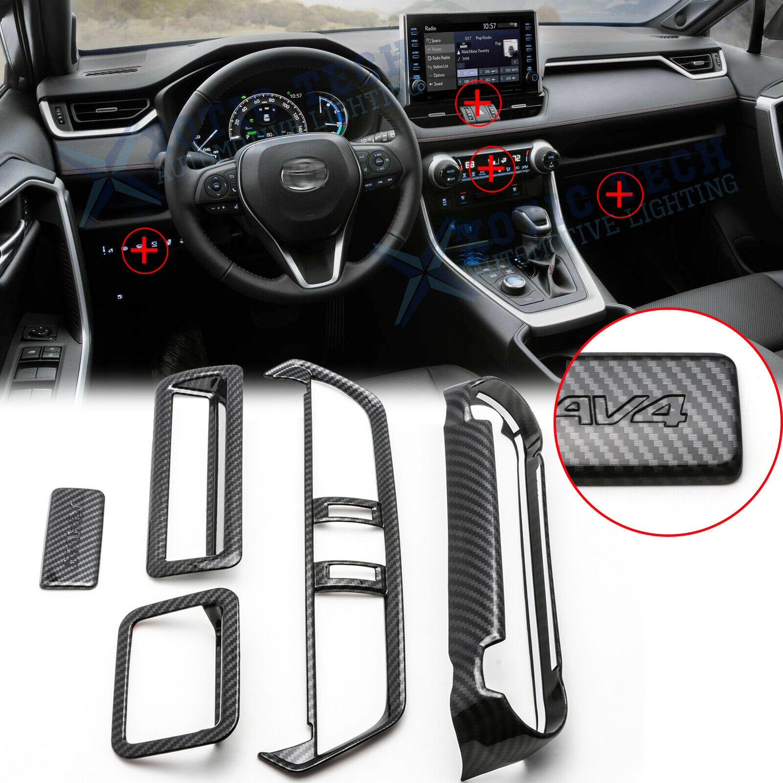 5pcs Carbon Fiber Style Car Decor Interior Cover Trim For Toyota RAV4
